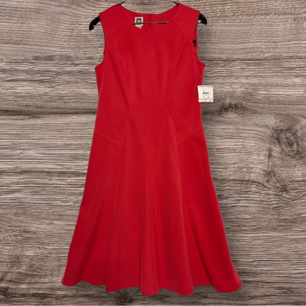 Anne Klein Coral Red Cap Sleeve Sheath Dress